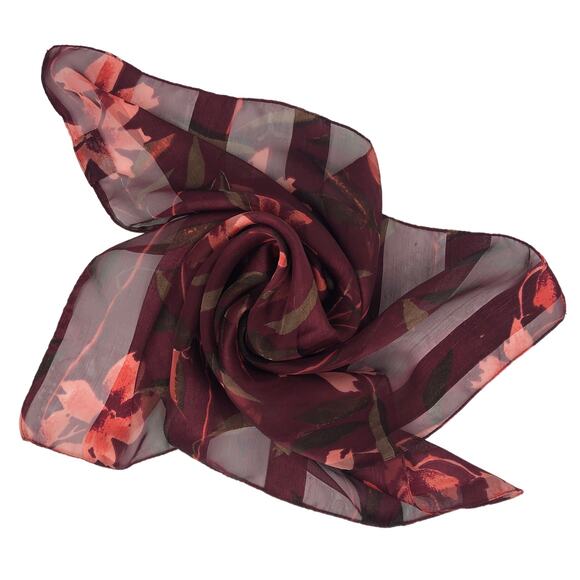 Burgundy Floral Scarf - Picture 4 of 7